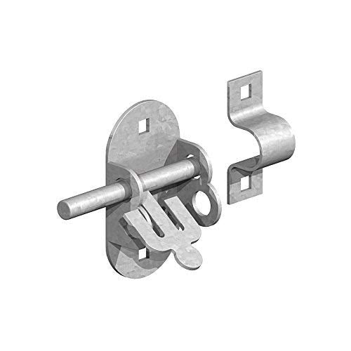 Oval Pad Bolt 4" Black BZP Galvanised Gate Shed Door Lock 102mm Padbolt (Galvanised (Hot Dipped))