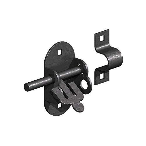 Oval Pad Bolt - Gate Lock for Secure & Sturdy Closure, Black Gate Bolt Ideal for Wooden Gates, Stable Door Bolt, Bolt Lock for Gate - Reliable Shed Bolts for Doors & Gate Bolts Set (4inch)