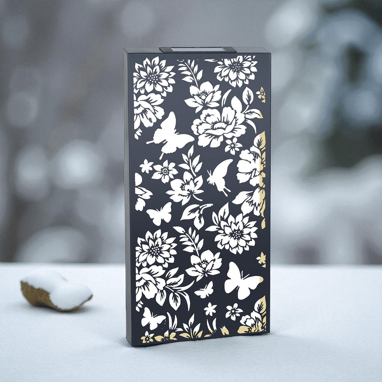 Large Solar Wall Panel Butterfly Outdoor Wall Art with Warm LED Light Weatherproof Garden & Patio Décor Butterfly Silhouette (60×30×5cm)