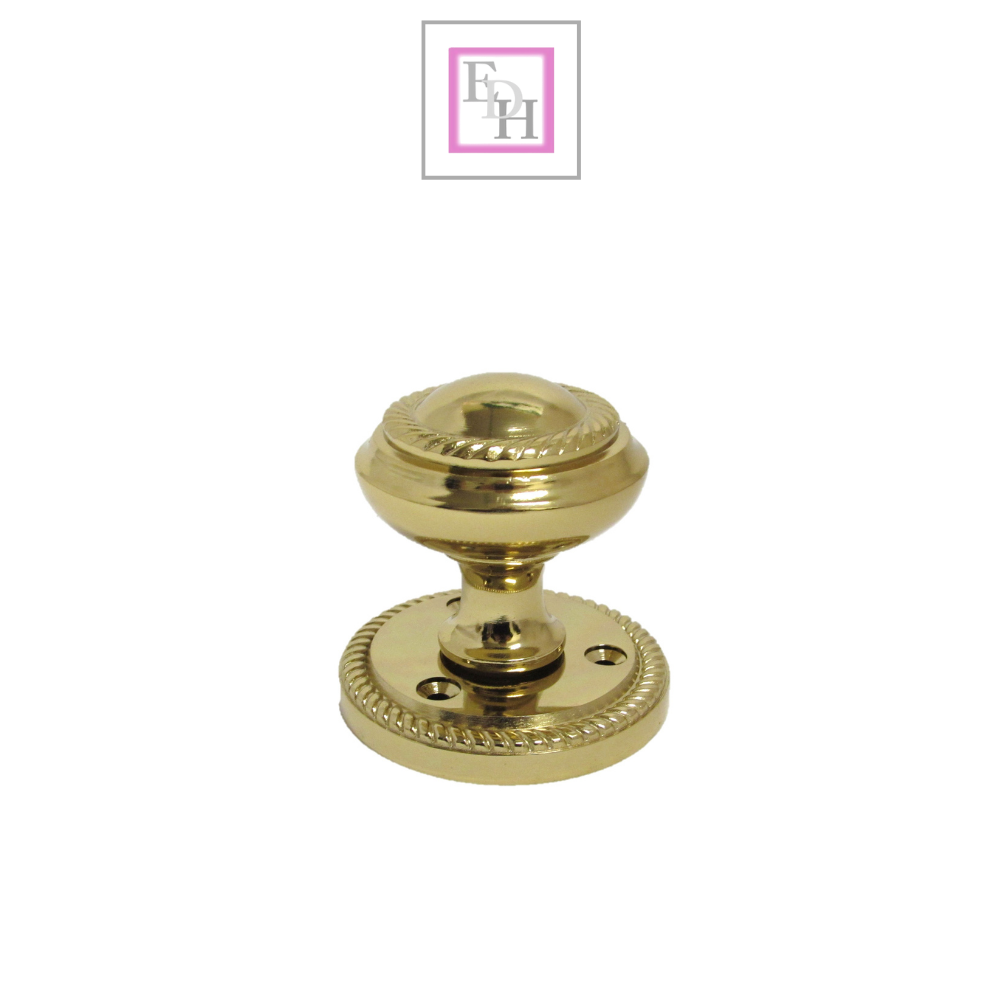 Brass Plated Round Georgian Style Sprung Internal & External Door Knob Set for Mortice Locks & Tubular latches (6 Pairs)