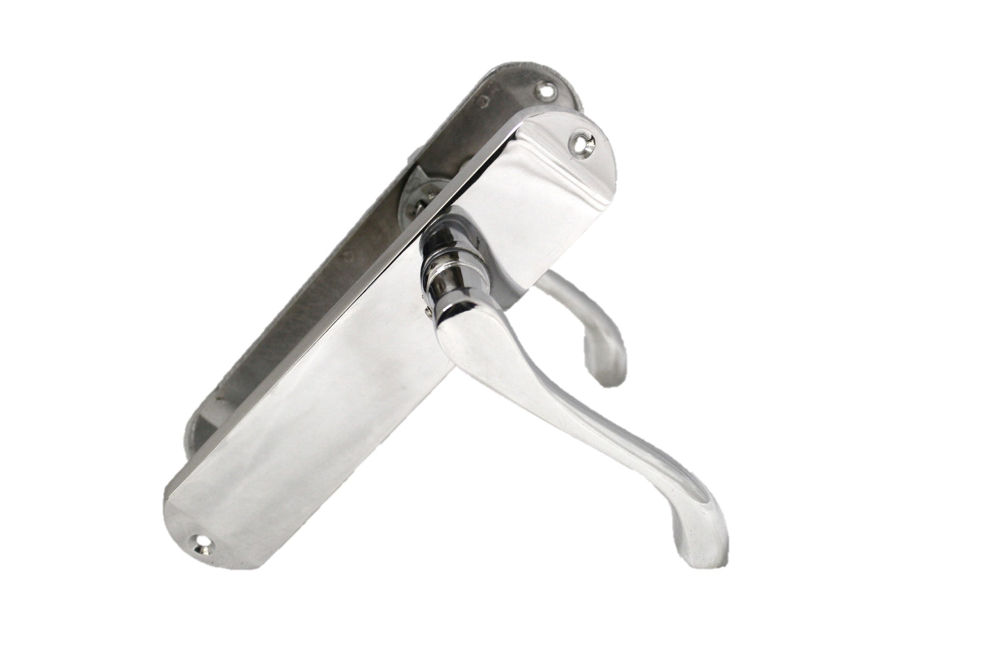Cadenza Door Handles on Backplate Chrome Scroll Latch Handle