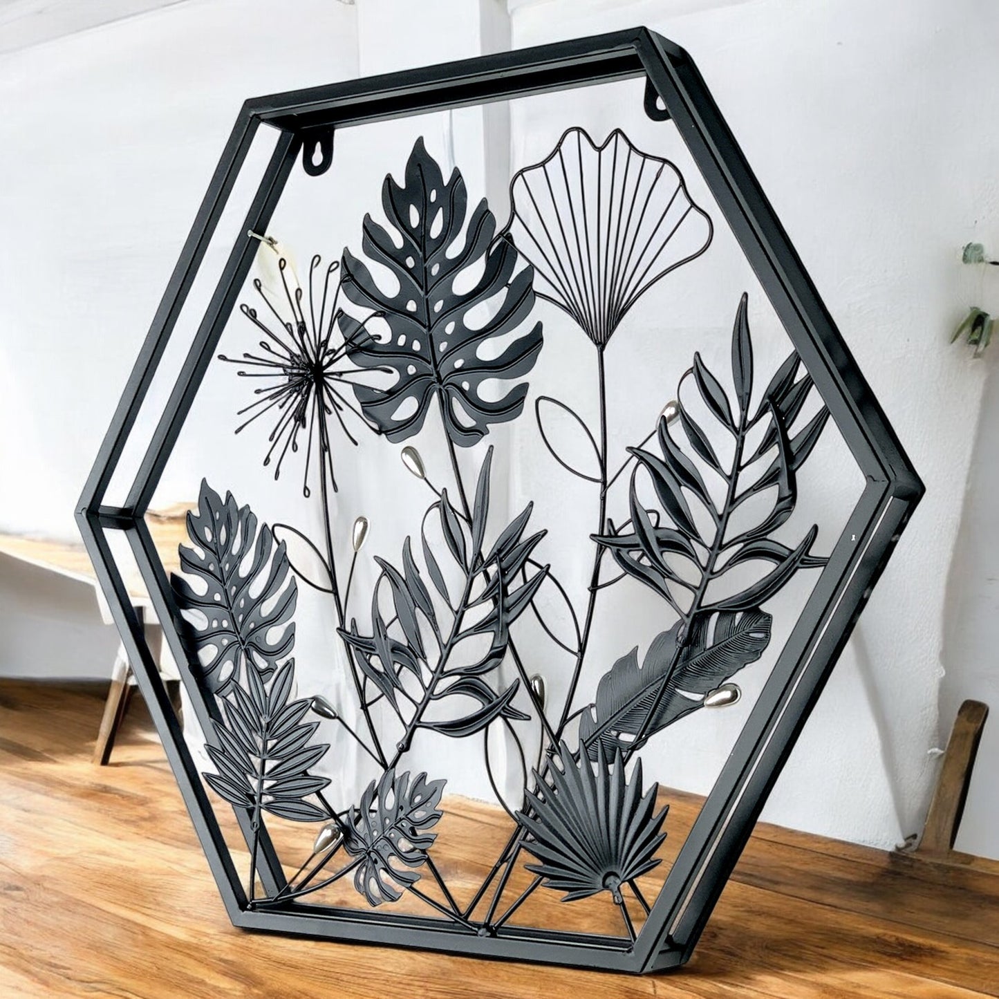 Hexagonal Floral 3D Wall Décor