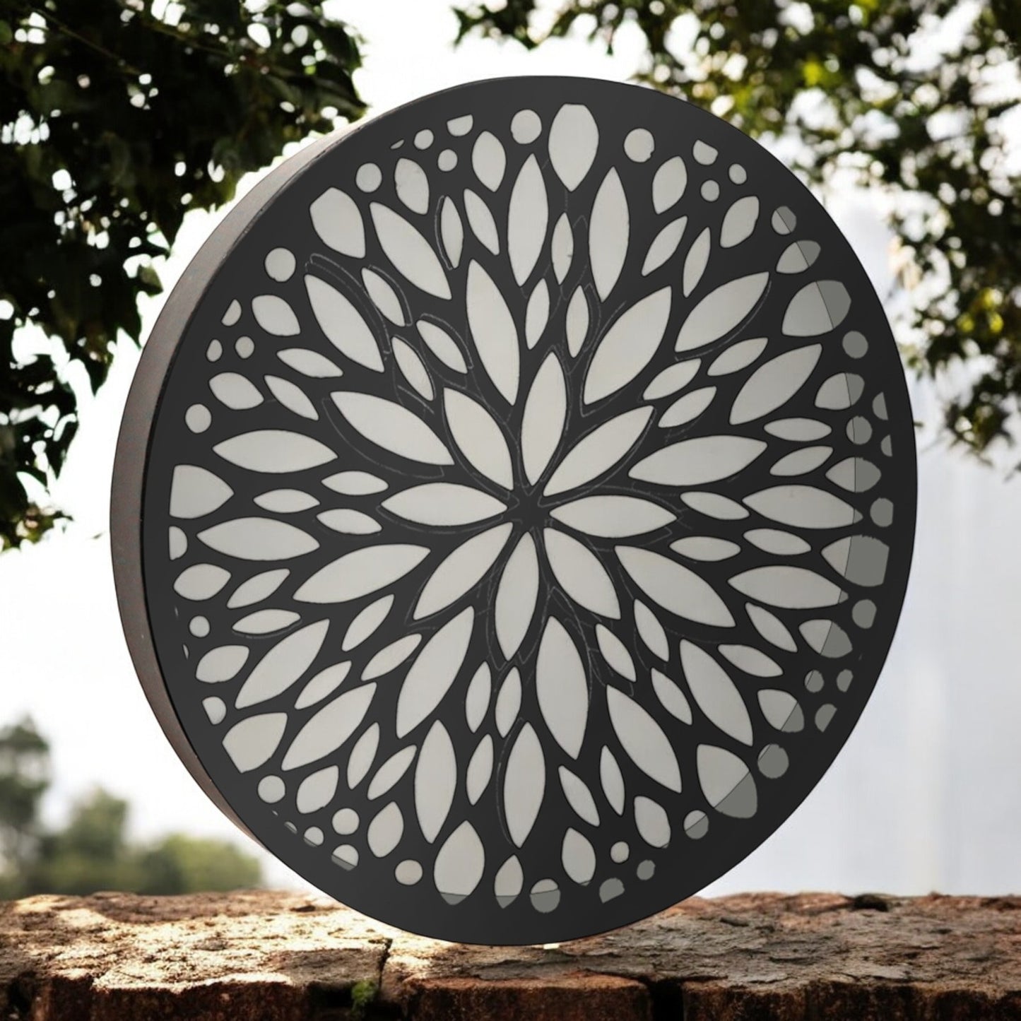 Metal Abstract Flower Solar Wall Panel