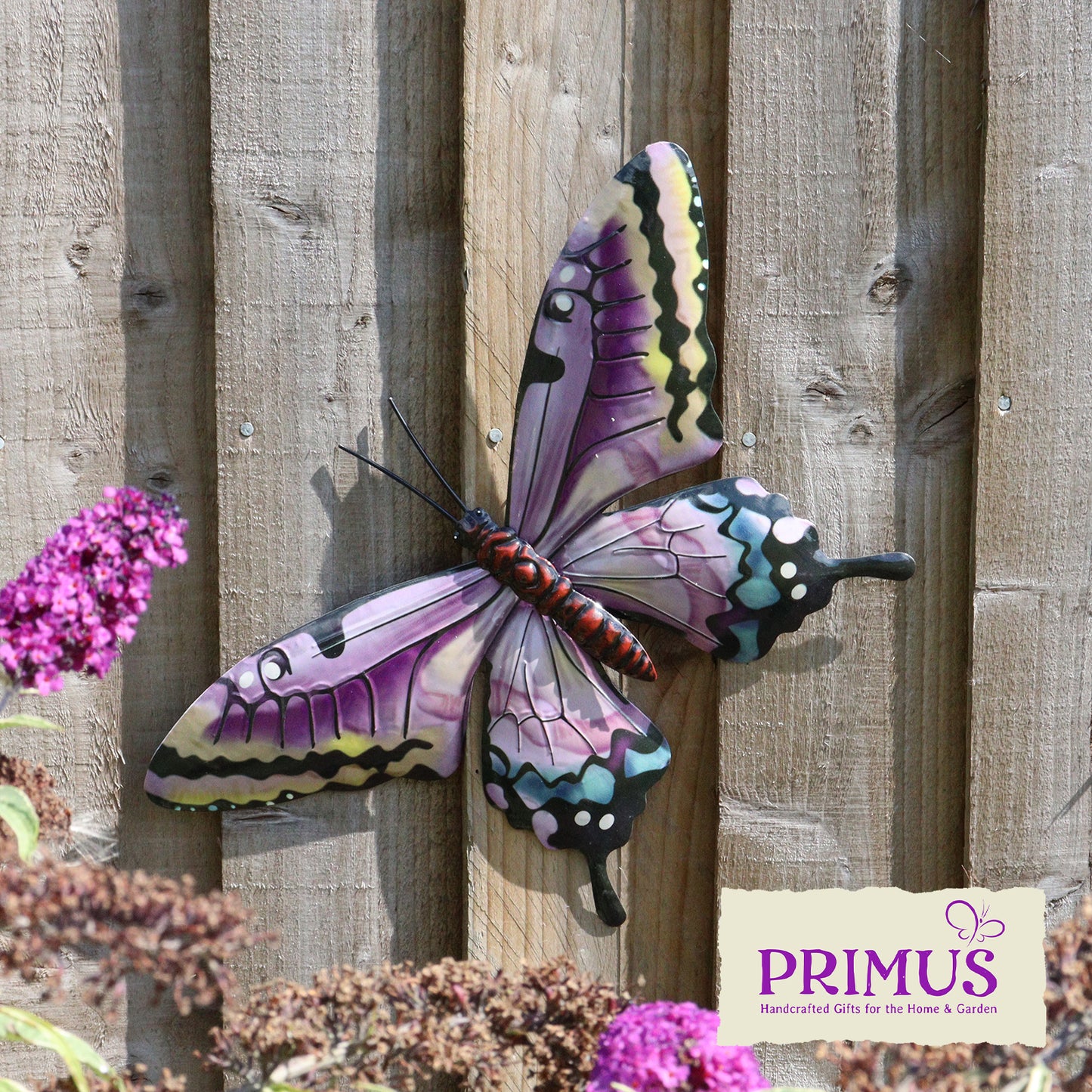 Medium Metal Pink Butterfly Wall Art