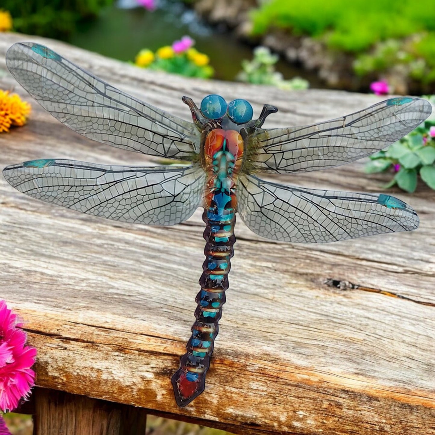 Large Metal Dragonfly - Blue