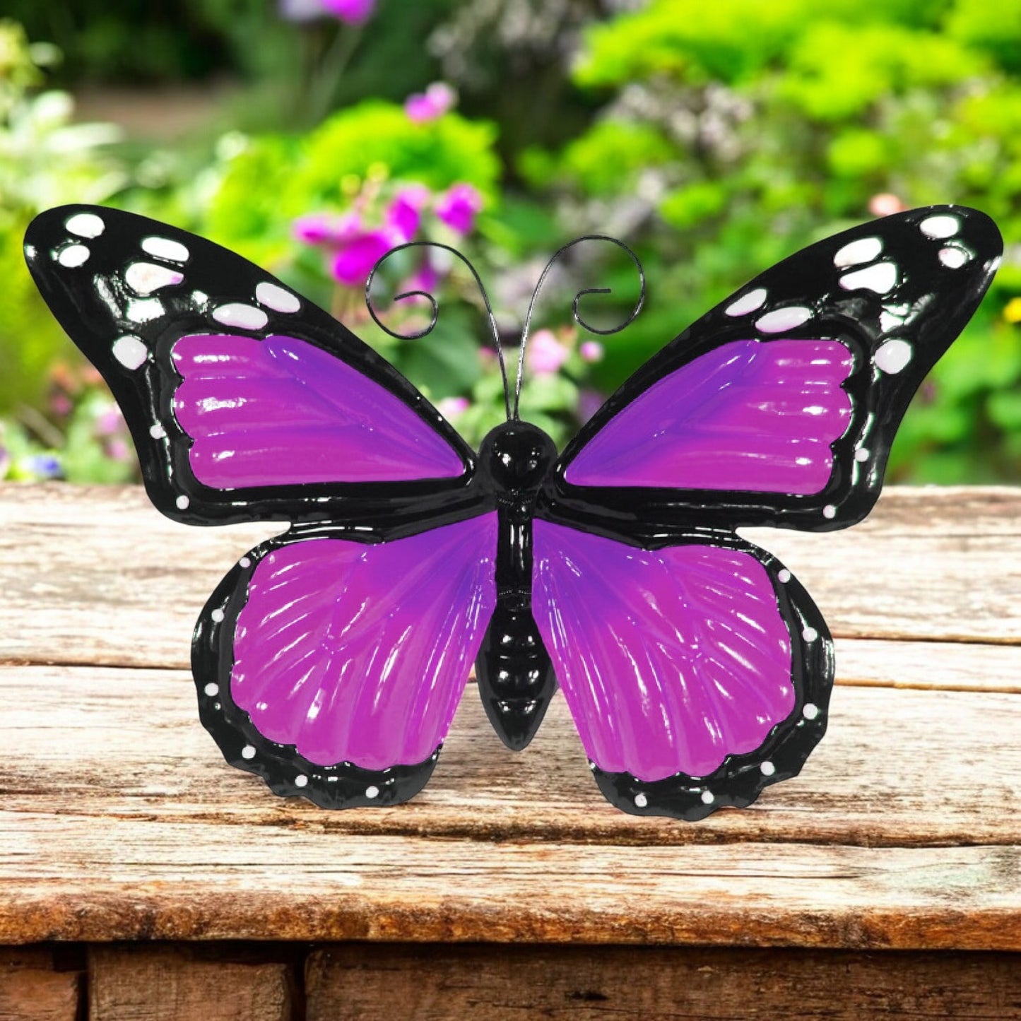 Large Metal Butterfly with Flapping Wings - Purple