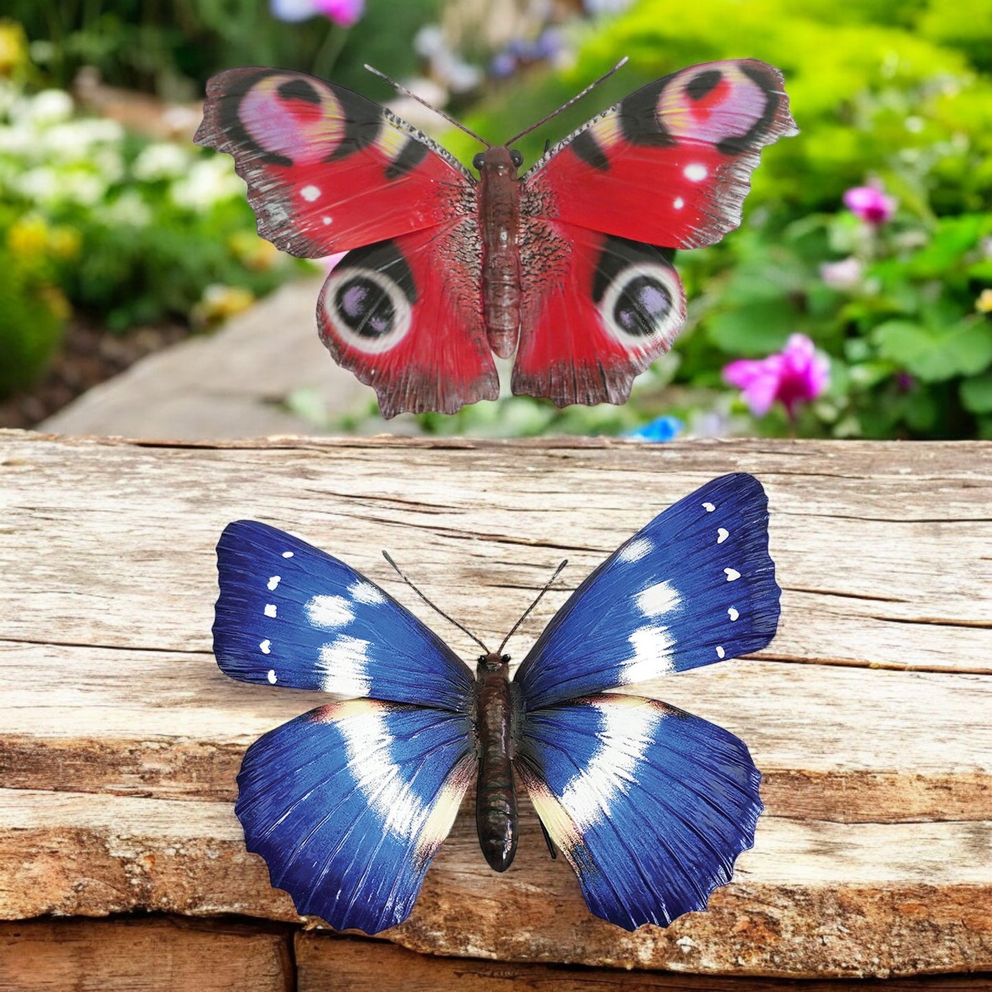 Small Metal 3D Butterfly Wall Art - Blue & Red (Mixed pack of 6)