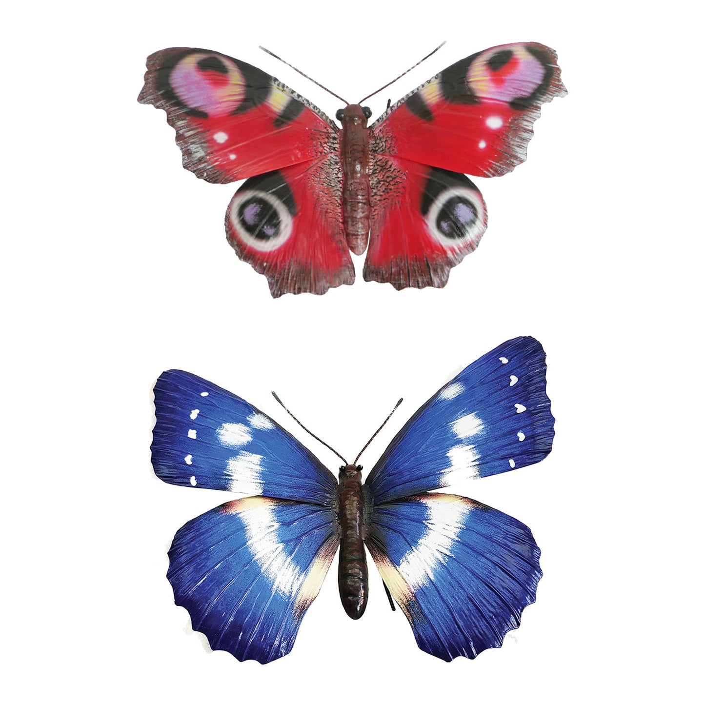 Small Metal 3D Butterfly Wall Art - Blue & Red (Mixed pack of 6)