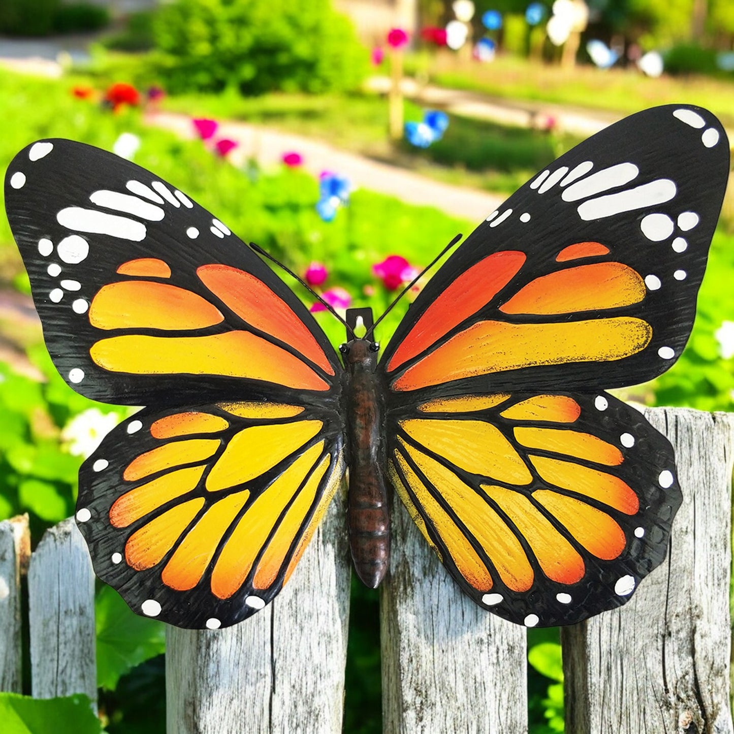 Large Metal 3D Butterfly Wall Art - Orange