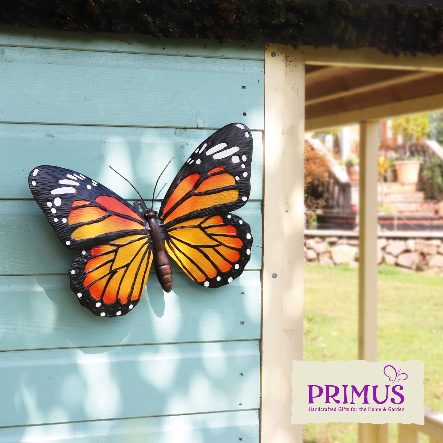 Large Metal 3D Butterfly Wall Art - Orange