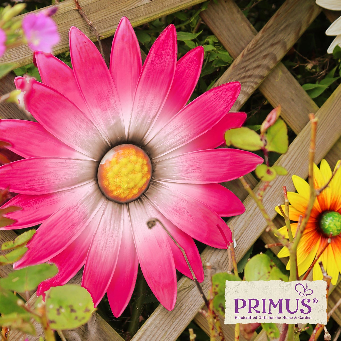 Large Metal Wall Mounted Daisy Pink
