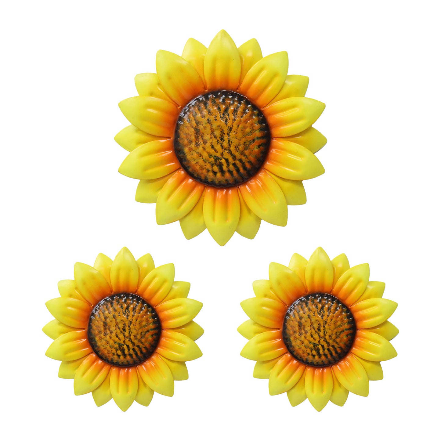 Set of 3 Metal Wall Mounted Sunflowers