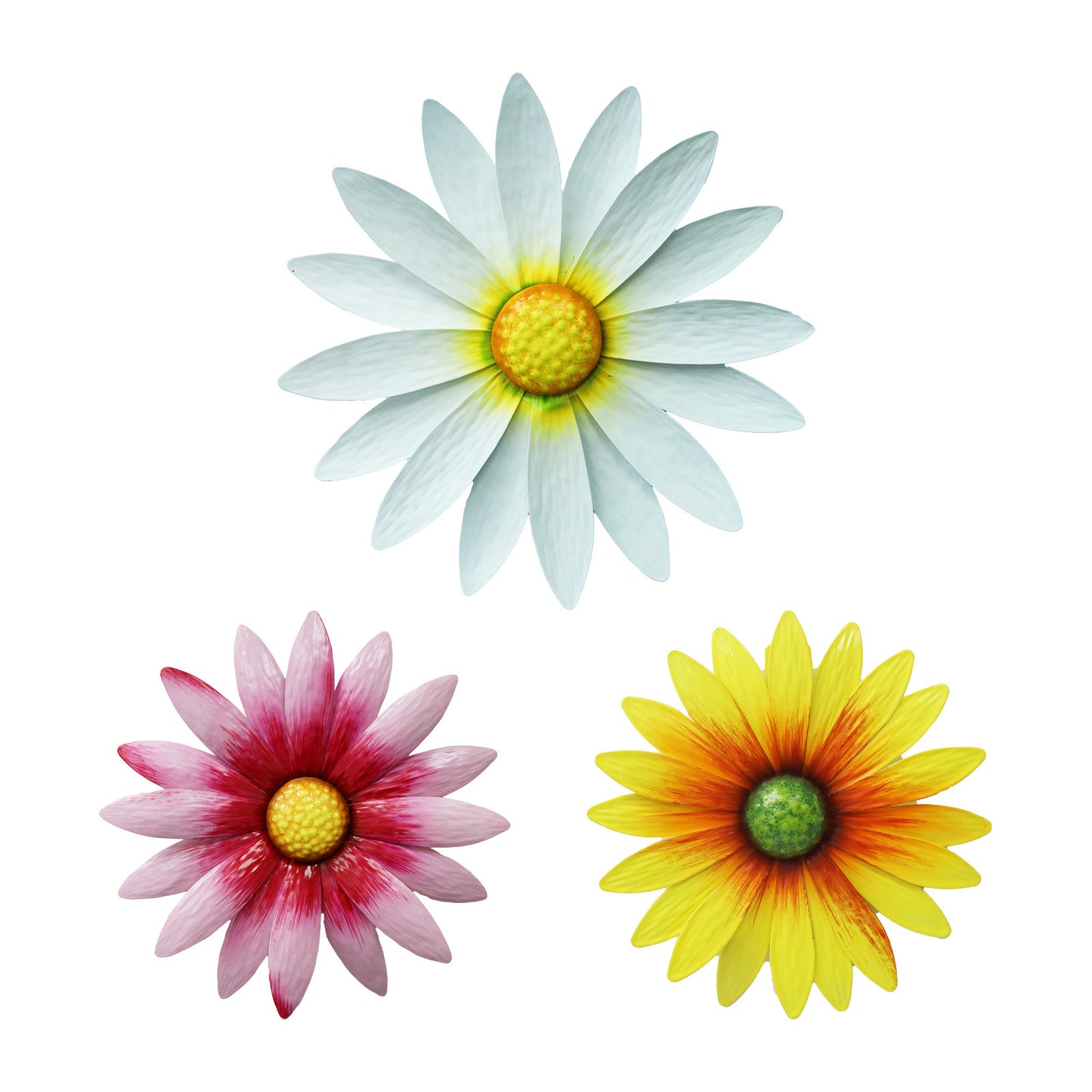 Set of 3 Metal Wall Mounted Daisies