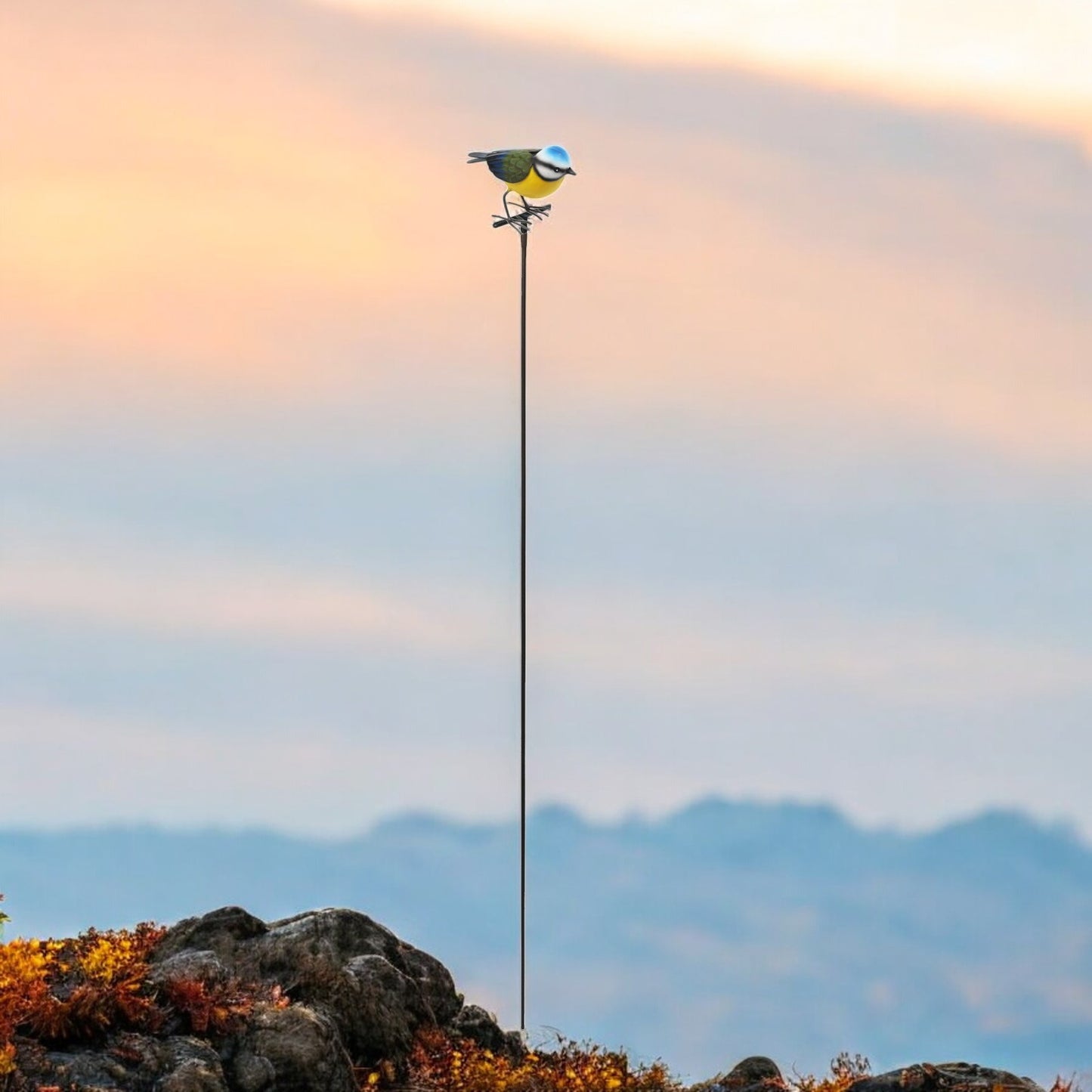 Large Metal Blue Tit on Stake