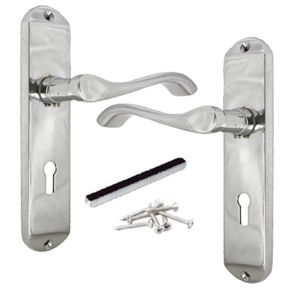 Polished Chrome Cadenza Victorian Scroll Lever Lock Handle Door Handle - 178mm x 40mm