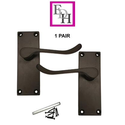 Door Handles Victorian Scroll Lever Internal - Matt Black 118 x 42mm
