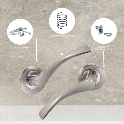 Epsom Duo Twist Door Handle – Satin Chrome Lever on Rose | Modern Internal Door Handles (Copy)