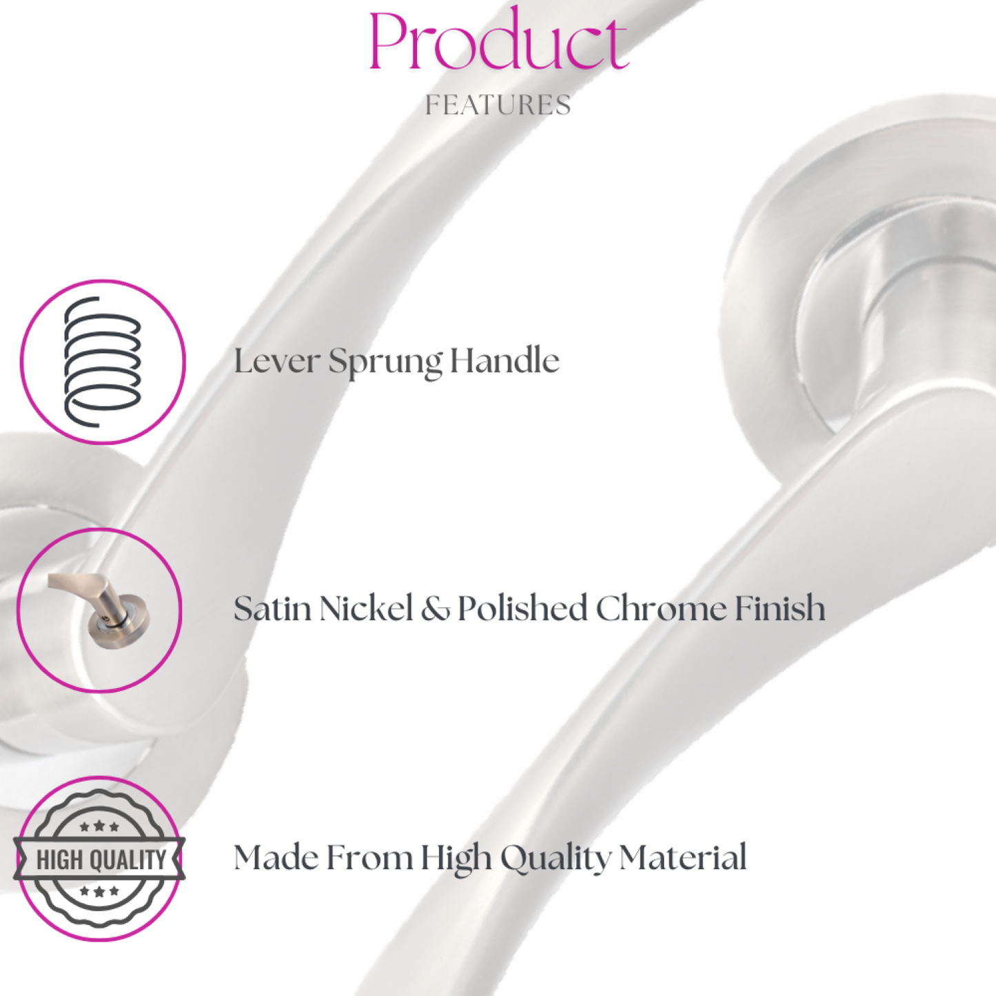 Epsom Duo Twist Door Handle – Satin Chrome Lever on Rose | Modern Internal Door Handles (Copy)