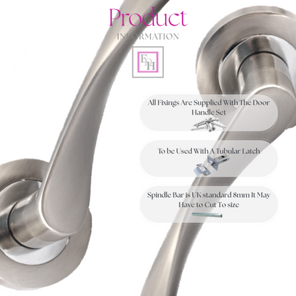 Epsom Duo Twist Door Handle – Satin Chrome Lever on Rose | Modern Internal Door Handles (Copy)