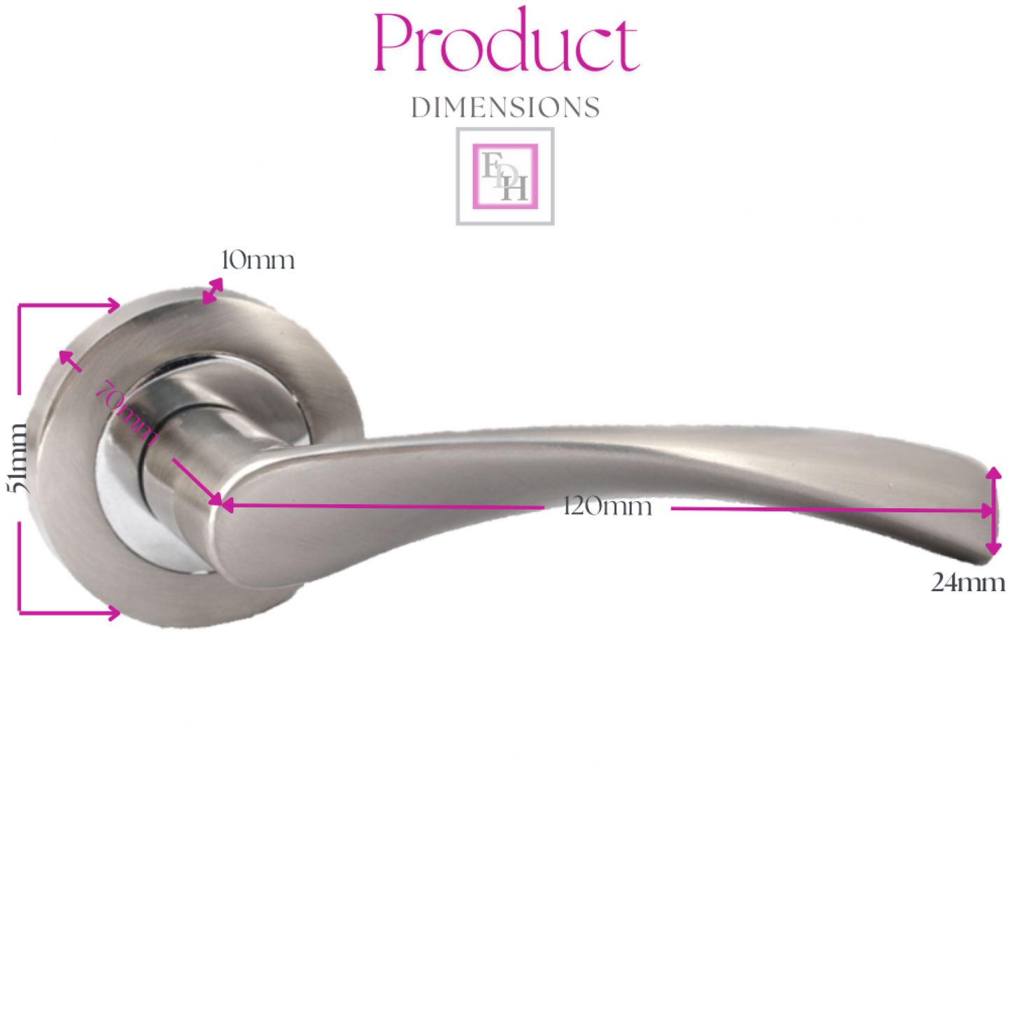 Epsom Duo Twist Door Handle – Satin Chrome Lever on Rose | Modern Internal Door Handles (Copy)