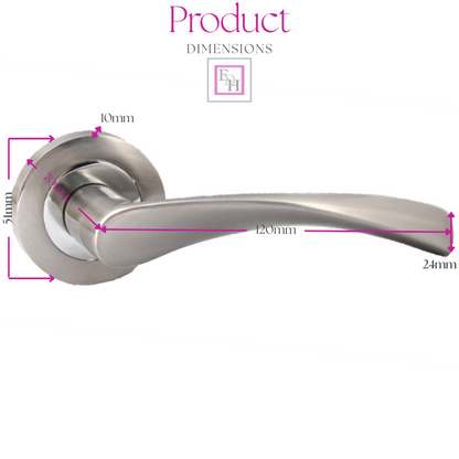 Epsom Duo Twist Door Handle – Satin Chrome Lever on Rose | Modern Internal Door Handles (Copy)