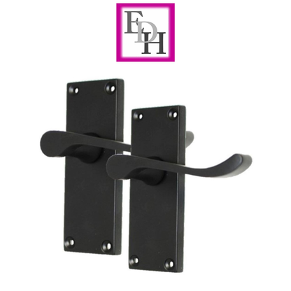 Door Handles Victorian Scroll Lever Internal - Matt Black 118 x 42mm
