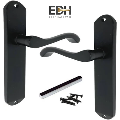 Matt Black Cadenza Victorian Scroll Lever Latch Set - 178mm x 38mm