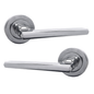 Polished Chrome Modern Lever on Round Rose Door Handles - 115mm handle with 52mm rose