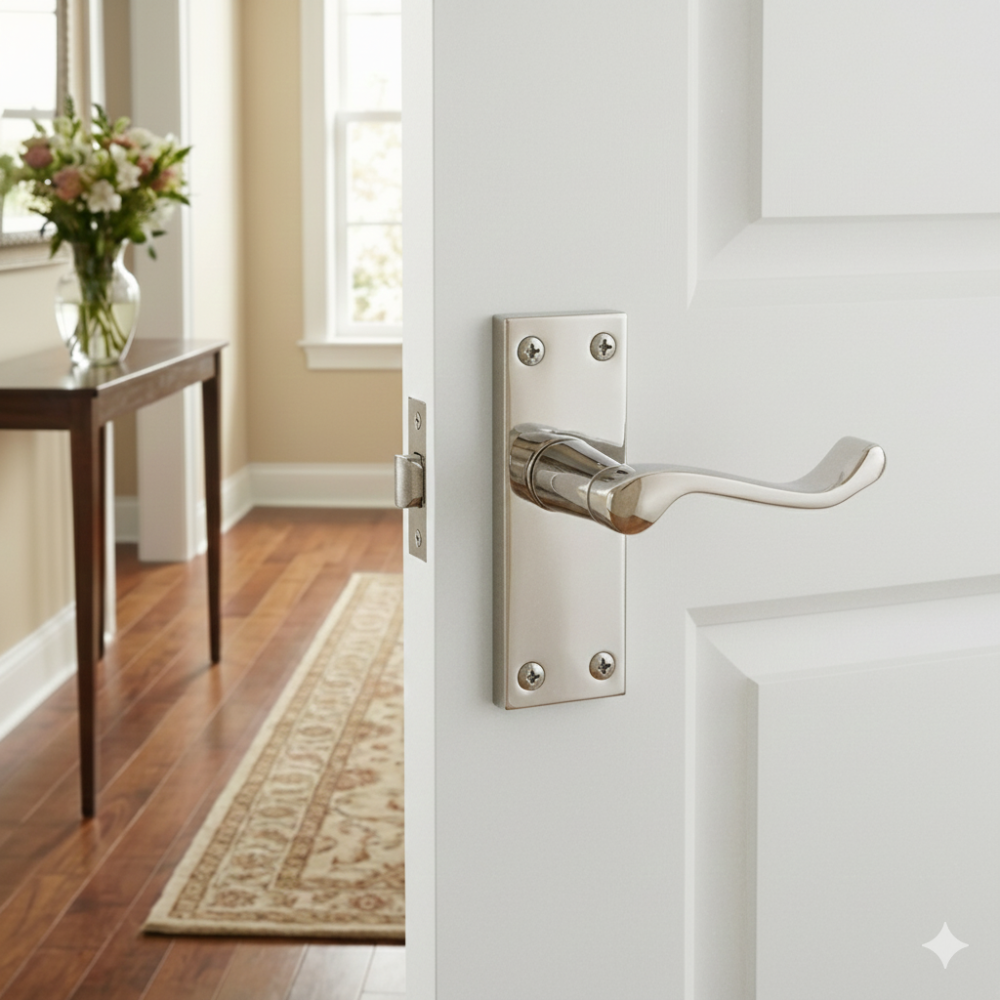Victorian Scroll Chrome Door Handles - Set of 4 Stylish Chrome Door Handles