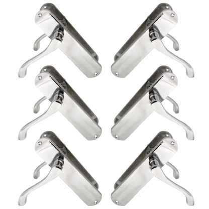 Polished Chrome Chrome Door Handles with Long Back Plate  Latch  Design - 18mm x 12mm