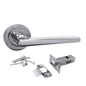 Polished Chrome Modern Lever on Round Rose Door Handles - 115mm handle with 52mm rose