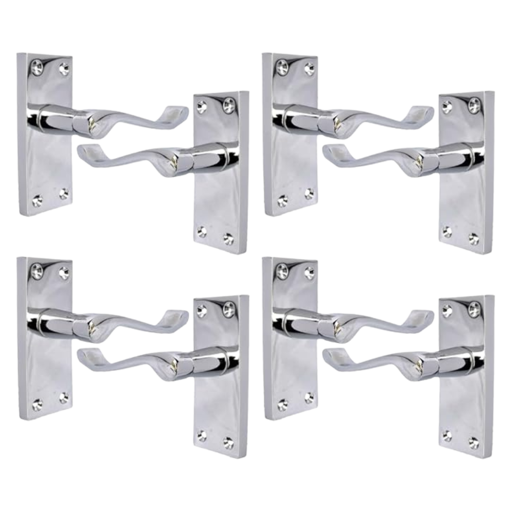 Victorian Scroll Chrome Door Handles - Set of 4 Stylish Chrome Door Handles