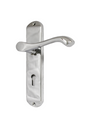 Cadenza Door Handles on Backplate Chrome Scroll Lock Handle
