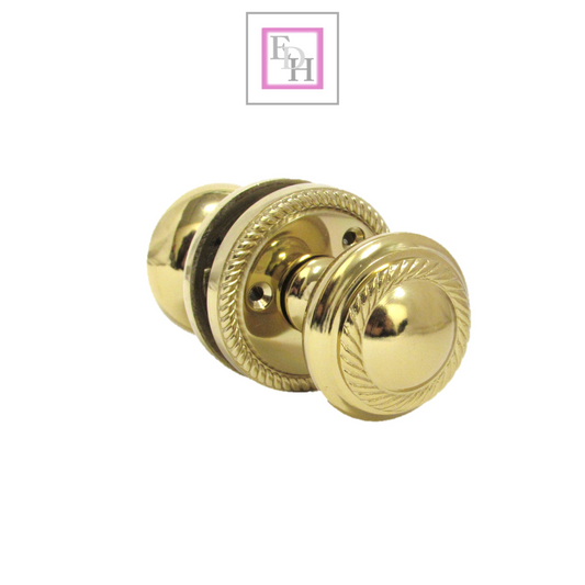 Brass Plated Round Georgian Style Sprung Internal & External Door Knobs for Mortice Locks & Tubular latches (1 Pair)