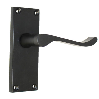 Door Handles Victorian Scroll Lever Internal - Matt Black 118 x 42mm