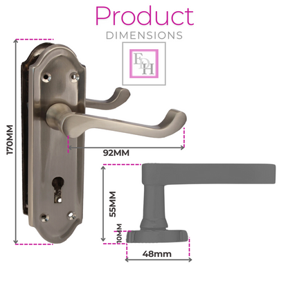 Premium Satin Nickel Internal Lock Door Handle Set+3 Lever MORTICE SASH Lock