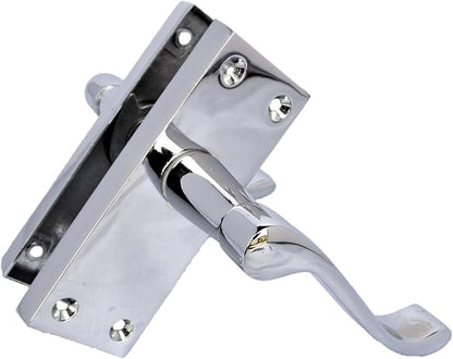 Victorian Scroll Silver Door Handles in Polished Chrome