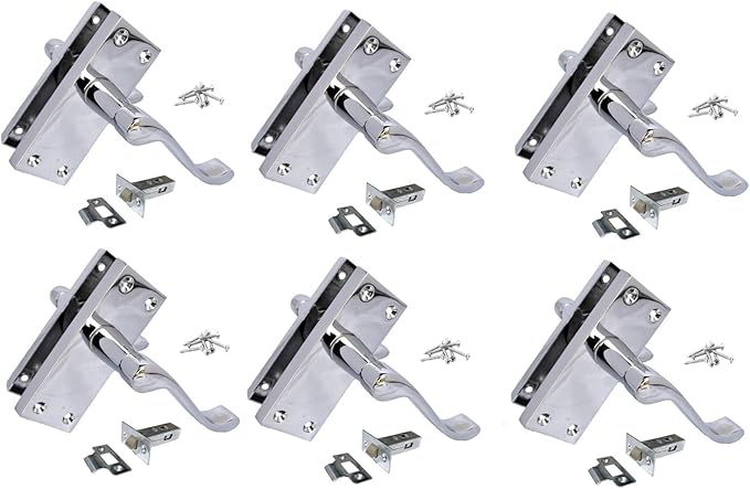 Victorian Scroll Silver Door Handles in Polished Chrome