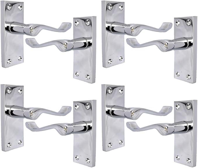 Victorian Scroll Silver Door Handles in Polished Chrome