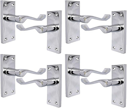 Victorian Scroll Silver Door Handles in Polished Chrome