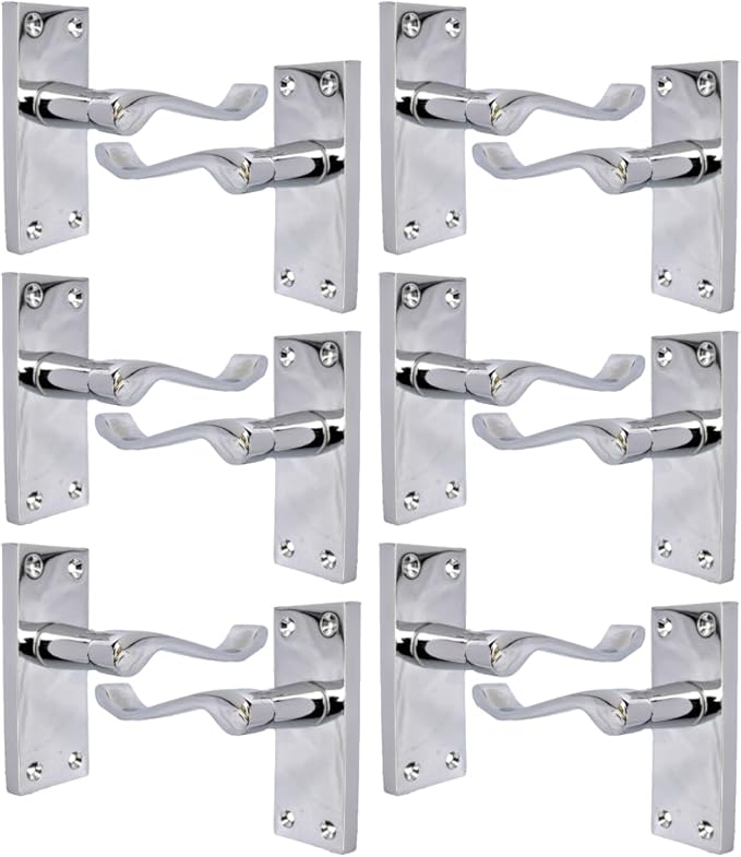 Victorian Scroll Silver Door Handles in Polished Chrome