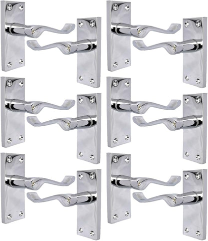Victorian Scroll Silver Door Handles in Polished Chrome