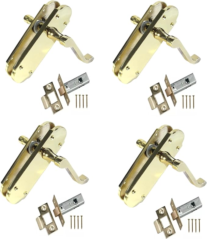 Brass Plated Internal Door Handles - Door Handles Internal Sets, Brass Door Handle Set for Internal Doors