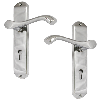 Polished Chrome Cadenza Victorian Scroll Lever Lock Handle Door Handle - 178mm x 40mm