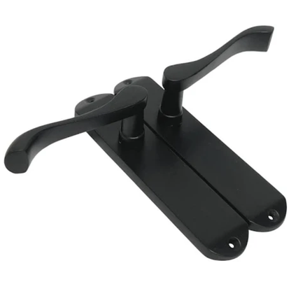 Matt Black Cadenza Victorian Scroll Door Handles Lever Latch 178x38mm - 35mm x 16mm