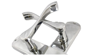 Polished Chrome Chrome Door Handles with Long Back Plate  Latch  Design - 18mm x 12mm