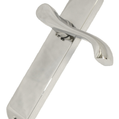 Polished Chrome Chrome Door Handles with Long Back Plate and Tubular Latch Stellar Design - 18mm x 12mm