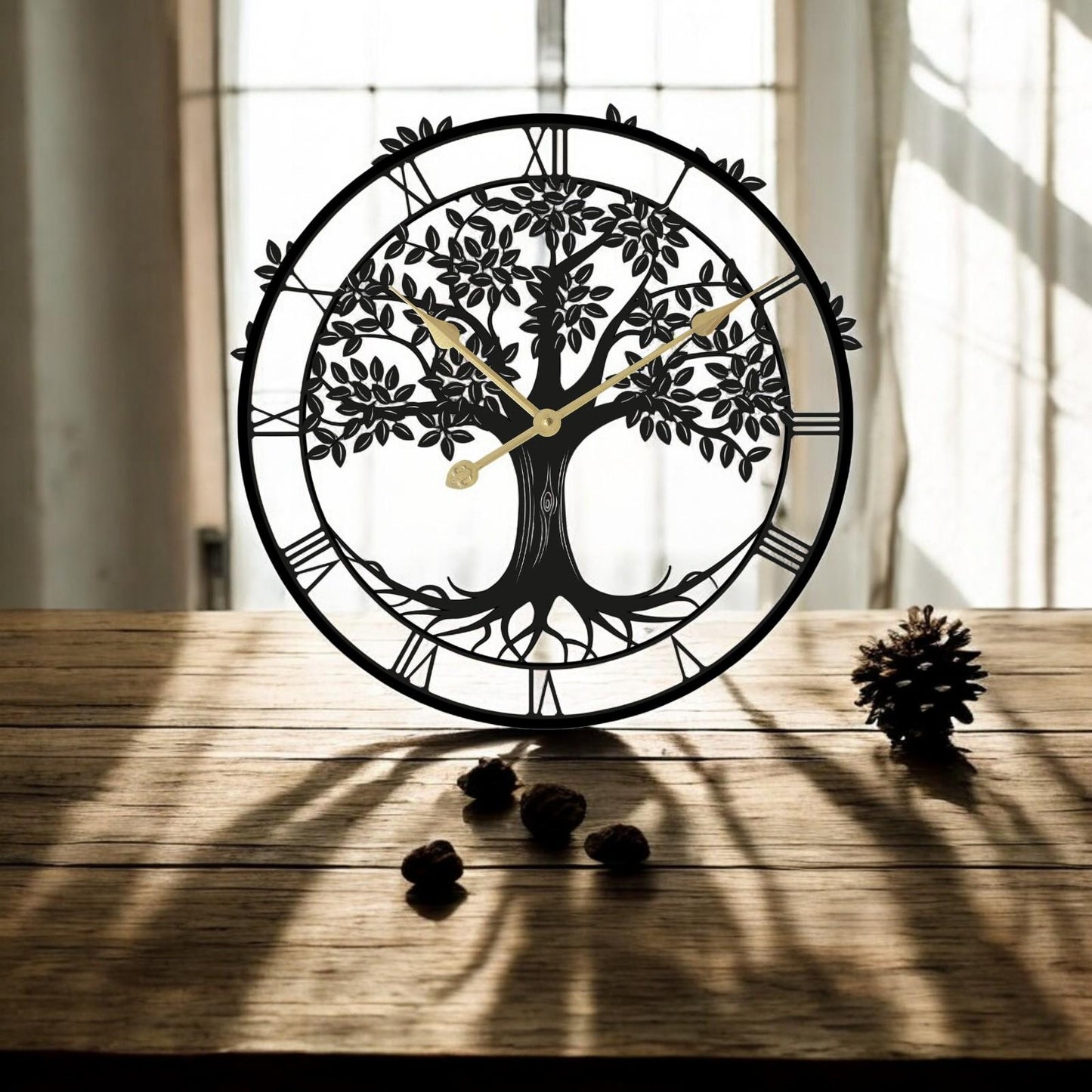 Tree of Life Silhouette Wall Clock (50cm x 50cm x 2cm) – Large Metal Decorative Indoor and Outdoor Clock for Garden, Living Room & Patio