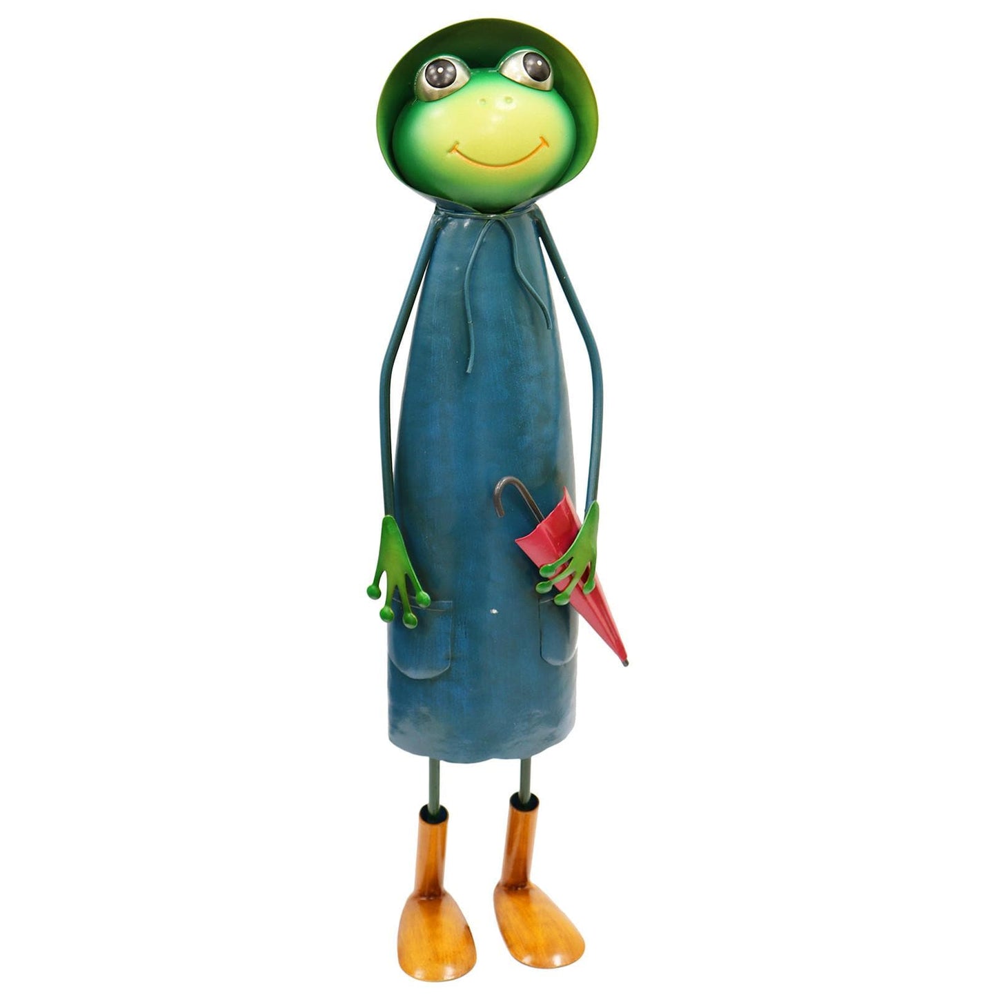 Tall Metal Blue Soggy Froggy (46cm x 18cm x 14cm) – Quirky Handcrafted Frog Garden Ornament – Metal Frog Statue for Outdoor