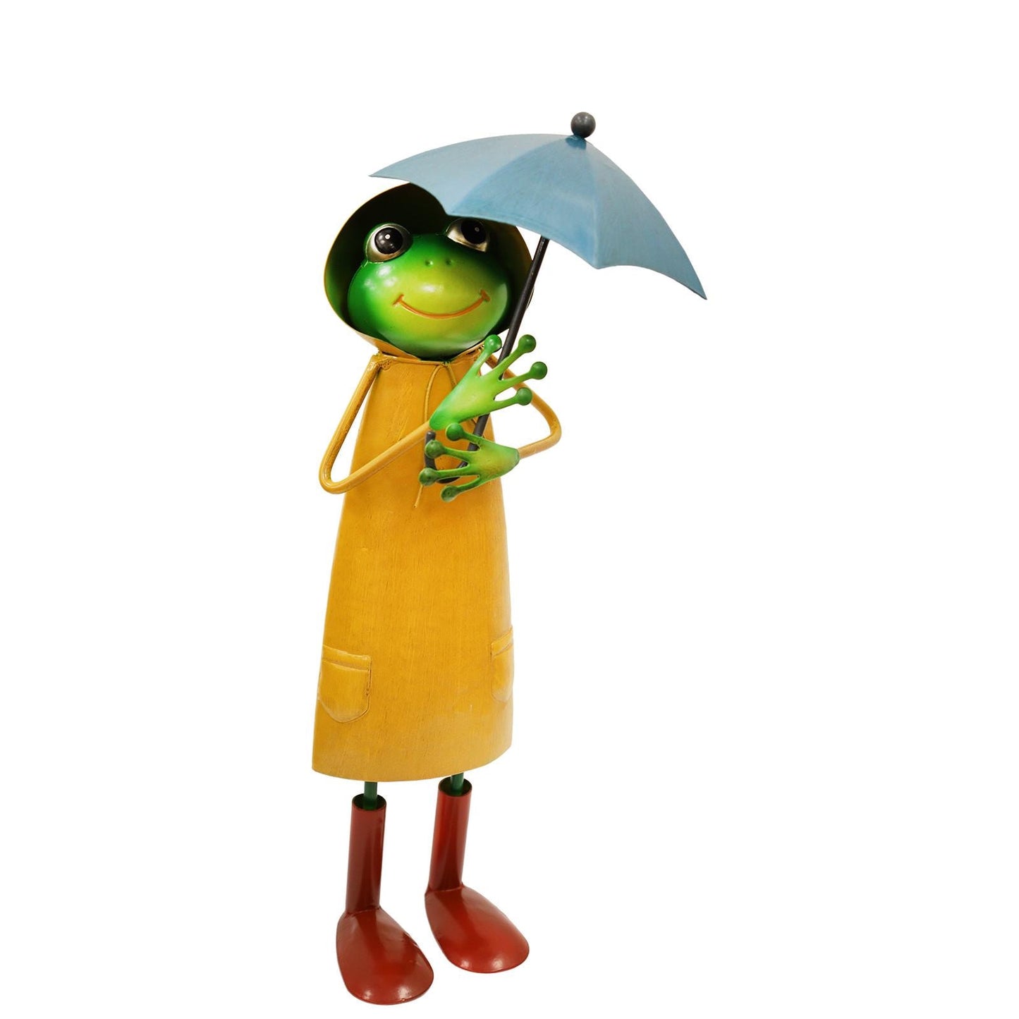 Metal Yellow Soggy Froggy (37.5cm x 15cm x 14cm) – Quirky Handcrafted Frog Garden Ornament – Weather-Resistant Metal Frog Statue for Outdoor